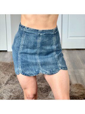 Y2K Grunge Altar'd State Denim Mini Skirt Sz Medium High Rise Fitted Jean Skirt